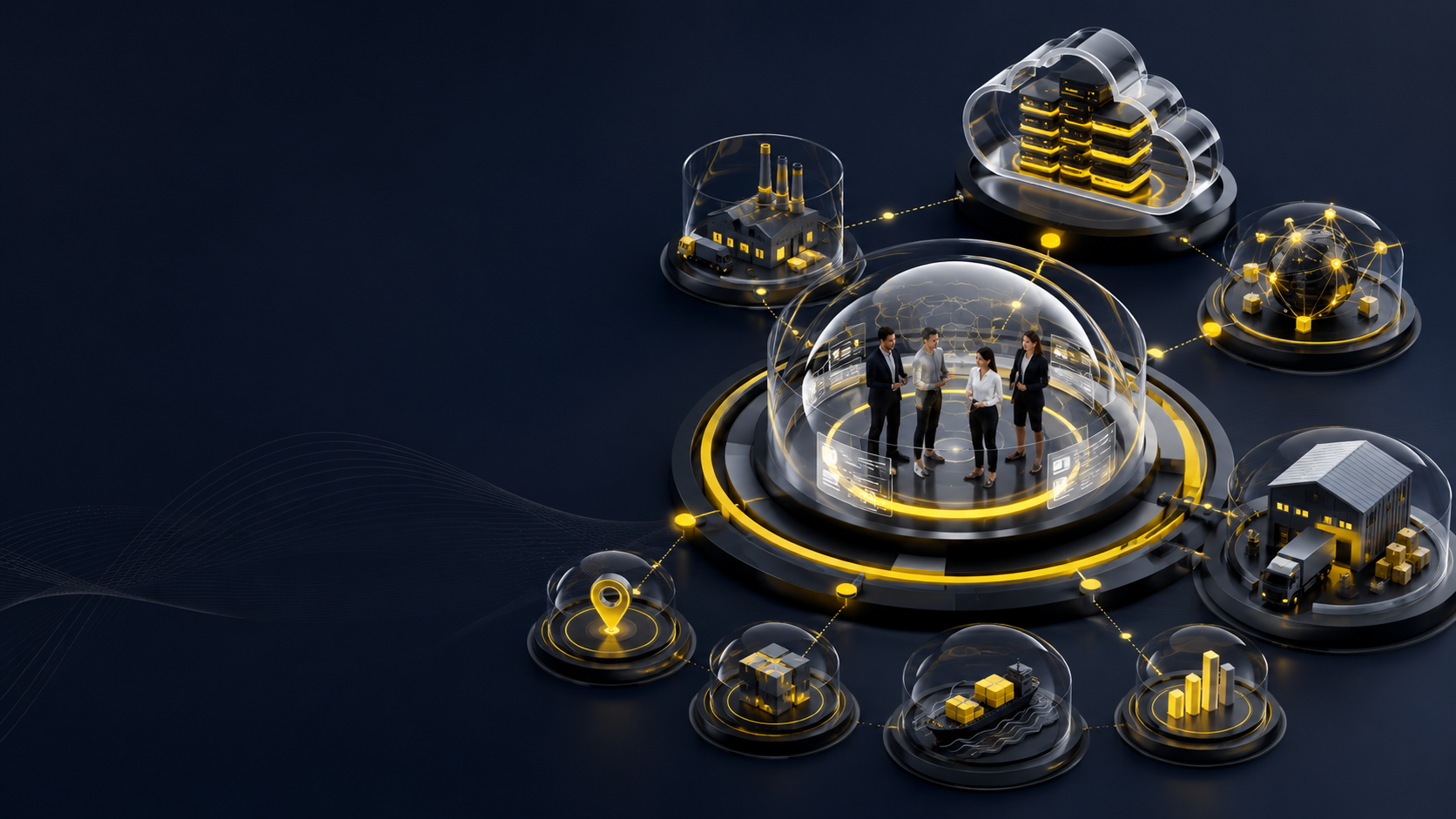 Pessoas, fornecedores, cloud e serviços ligados numa rede resiliente